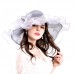  Foldable Organza Church Derby Hat Ruffles Wide Brim Summer Bridal Cap  eb-69632151